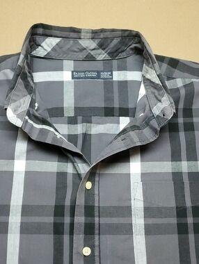 Faded Glory Men's Black and Gray Plaid Button-Down Shirt